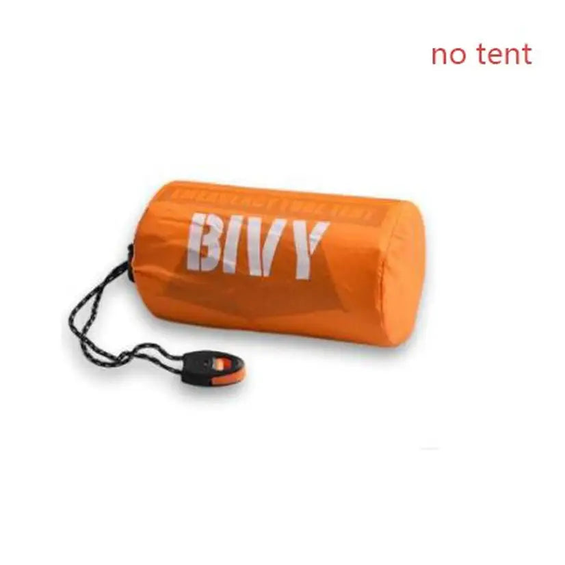Orange bivvy sack with drawstring.