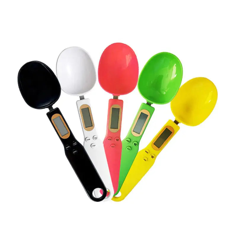 Colorful digital measuring spoons.